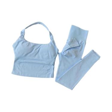 Imagem de Conjunto De Yoga Sem Costura De Cintura Alta Para Mulheres, Conjunto D