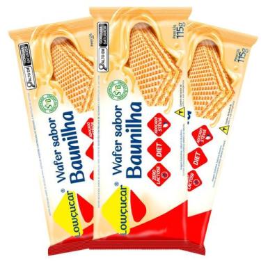 Imagem de Kit 3 unid. Wafer Lowçucar Zero Açucares Sabor Baunilha 115G