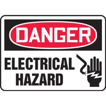 Imagem de ACCUFORM SIGNS MELC018VS Placa de segurança de vinil adesiva, Legend"Danger Electrical Hazard" com gráfico, 25,4 cm de comprimento x 35,5 cm de largura x 0,004 cm de espessura, vermelho/preto sobre branco