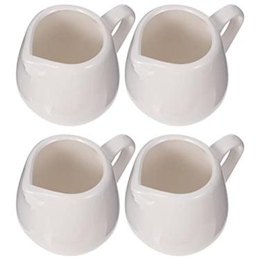Imagem de YARNOW Jarro de cerâmica para creme de café e leite, jarro de porcelana para servir molho, jarro para creme de leite, molho, barco, cinzento, dosador, 4 peças, 50 ml, branco, 3L220915F8NL3LCP