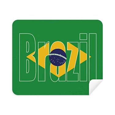 Imagem de Pano de limpeza com nome da bandeira do Brasil, 2 peças, tecido de camurça