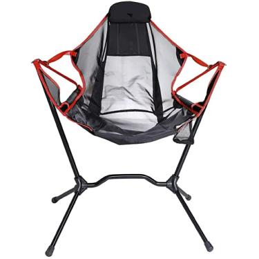 Imagem de Cadeira de balanço dobrável portátil para acampamento, cadeira de pesca ao ar livre, cadeira de balanço dobrável de praia, suporte de liga de alumínio, para acampamento, mochila, caminhadas (vermelha)