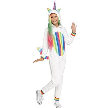 Imagem de Fantasia infantil de unicórnio mágico arco-íris tamanho grande 12-14, Branco, Large (size 12-14)