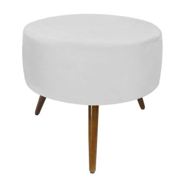 Imagem de Puff Magnus Redondo Branco Decorativo Pé Palito