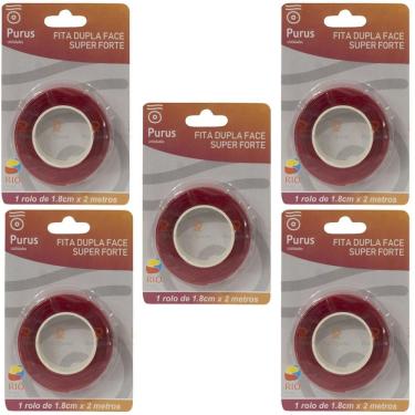 Imagem de Kit Fita Dupla Face Super Forte 1,8 cm x 2 Metros 5 Unidades