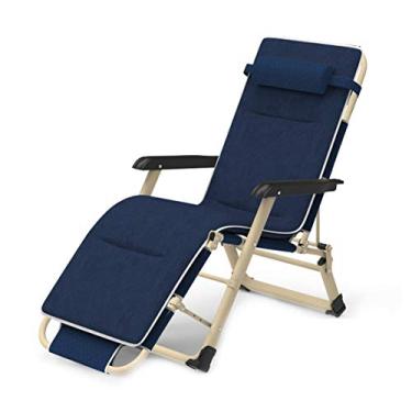 Imagem de HIOD Cadeira de praia espreguiçadeira dobrável cadeira dobrável cadeira ajustável armazenamento conveniente 17852 cm, azul-B