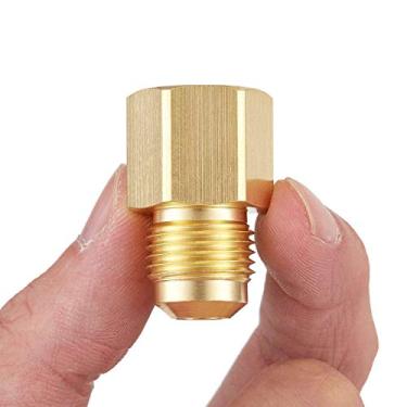 Imagem de Litorange 2 peças adaptador de tubo de latão para acoplamento a gás de 1,9 cm Flare X conector fêmea de tubo NPT, 2PCS 3/8 Flare x 3/8 NPT