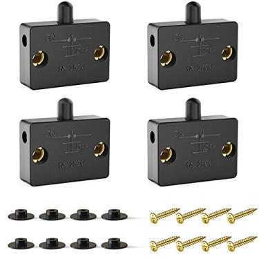Imagem de 4 interruptores de porta de armário, interruptor de lâmpada de armário, interruptor de luz de porta de armário aplicável a 12 V 24 V 110 V, (preto))