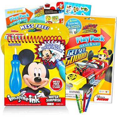 Imagem de Disney Shop Conjunto de pintura de Mickey Mouse com água para crianças pequenas ~ Livro de tinta reutilizável sem bagunça Imagine com pincel surpresa de água com mini livro de colorir e adesivos (kit