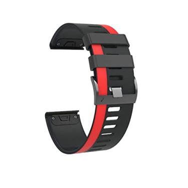 Imagem de GANYUU 26 22mm Pulseira de liberação rápida para Garmin Fenix 6X 6 Pro Watch Pulseira de pulso fácil de encaixar para Garmin Fenix 5X 5 3 3HR Watch (Cor: Preto Vermelho, Tamanho: 22mm Fenix 5 5Plus)