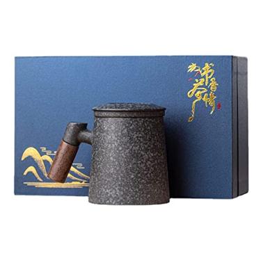 Imagem de Conjunto de chá vintage, conjuntos de chá de viagem para mulheres porcelana, caneca de cerâmica com tampa e alça, xícara de chá com tampa e coador, canecas de chá com infusor e tampa para homens (??????????)