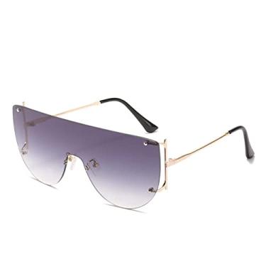 Imagem de Óculos de sol de corpo quadrado grande de metal feminino e masculino moda clássica retrô óculos de sol personalizados óculos de direção uv400,2, tamanho único