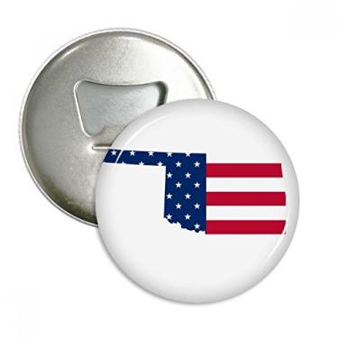 Imagem de Oklahoma EUA mapa estrelas listras formato bandeira abridor de garrafas ímã de geladeira emblema multifuncional