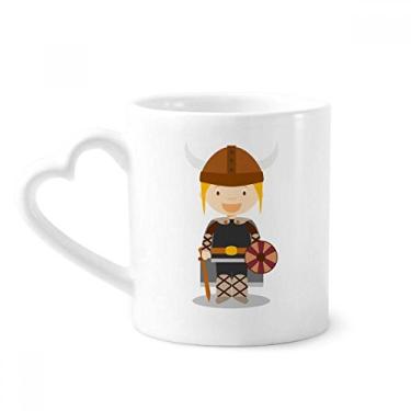 Imagem de Caneca de desenho animado viking da Suécia café cerâmica copo de coração de vidro