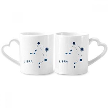 Imagem de Conjunto de canecas de porcelana para casais, constelação de Libra, signo do zodíaco, xícara de cerâmica para amantes, alça de coração