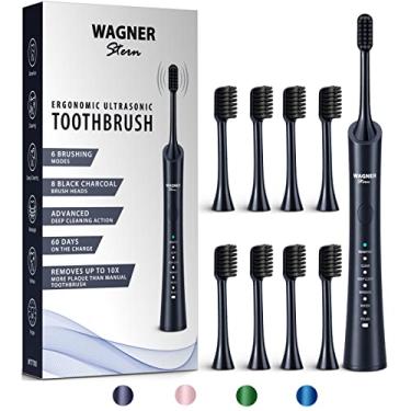 Imagem de Escova de Dentes Elétrica de Clareamento Ultrassônico Wagner & Stern com 8 Cabeças de Escova Preta Carvão para Hálito Fresco e Sorriso Saudável. (Carvão)