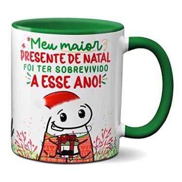 Imagem de Caneca Engraçada Presente Natal Flork Sobrevivi a Esse Ano (Verde)