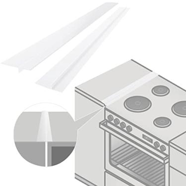 Imagem de Pacote com 2 tampas para balcão de fogão de silicone, 63,5 cm de comprimento, enchimento para balcão de cozinha, lacre de longa distância entre balcão, fogão, forno, máquina de lavar e utensílios de cozinha, Clear