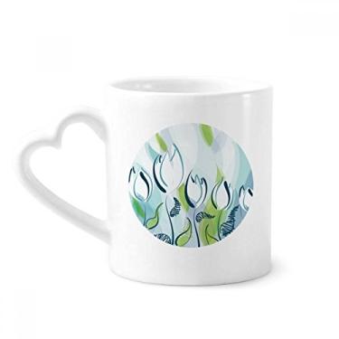 Imagem de Caneca de flor de tulipa pintada à mão Caneca de cerâmica para café copo de coração de vidro