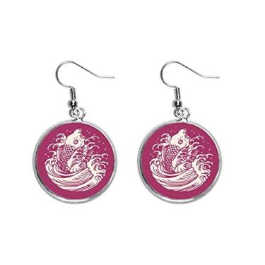 Imagem de Brincos pendentes de prata com pintura vermelha da cultura japonesa, brincos femininos
