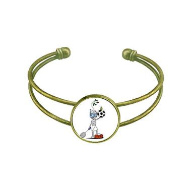 Imagem de Pulseira esportiva Mummy Horus com bolas de futebol retrô aberta