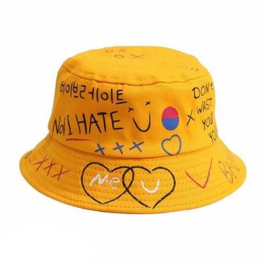 Imagem de Boné Chapéu Bucket Hat Badass Grafitado Amarelo - Bulier Modas