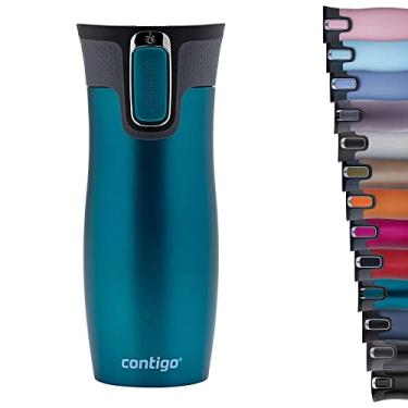 Imagem de Contigo West Loop Garrafa térmica de aço inoxidável com vedação automática, copo à prova de vazamento, caneca de café com tampa de fácil limpeza livre de BPA, 470 ml, Bay