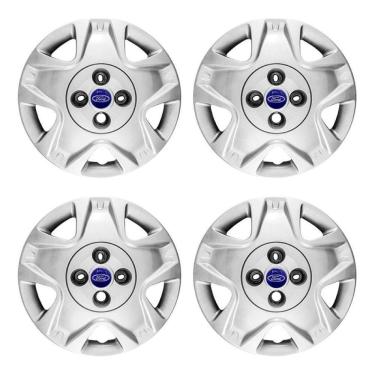 Imagem de Jogo Calota Aro 14 Ford Fiesta Hatch Sedan 2011 2012 Prata