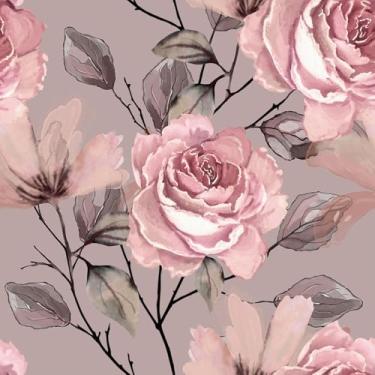 Imagem de VaryFloral Papel de parede floral rosa rosa descasque e cole ramos de flores papel de parede roxo claro para quarto de meninas papel de contato floral elegante removível para armário 30,5 cm x 299,7