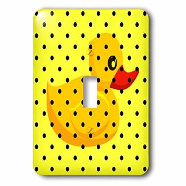 Imagem de 3dRose lsp_55657_1 Interruptor de interruptor simples de bolinhas de bolinhas de pato - Brinquedos de banho divertidos, arte caprichosa, preto/amarelo