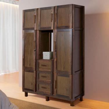 Imagem de Guarda-Roupa Solteiro Belém Madeira Maciça 7 Portas 3 Gavetas 4 Pratel