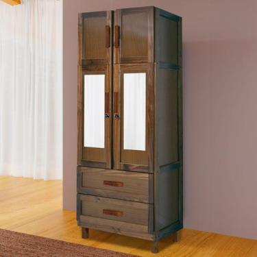 Imagem de Guarda-Roupa Casal Sergipe Madeira Maciça 4 Portas 2 Gavetas 1 Pratele