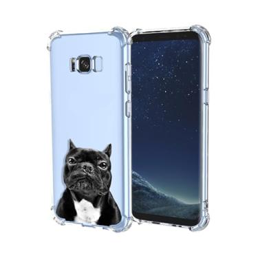 Imagem de OEURVQO Capa para Galaxy S8 Plus Samsung S8 Plus, estampa de cachorro fofo transparente com desenho animado, TPU macio à prova de choque, capa protetora de silicone para celular para Samsung Galaxy S8
