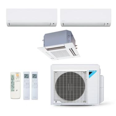 Imagem de Ar-Condicionado Multi Split Inverter Daikin 28.000 (2x Evap HW 12.000 + 1x Evap Cassete 4 Vias 18.000) Quente/Frio 220V