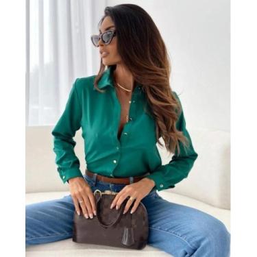 Imagem de Blusa Feminina Elegante Chiffon - Decote V, Manga Comprida, Modelo Sol