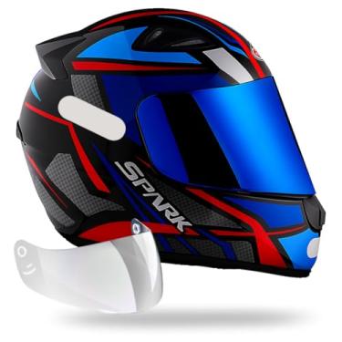 Imagem de Capacete Ebf Spider Azul + Viseira Azul 2.2mm Anti-Risco (56)