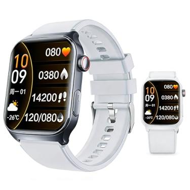 Imagem de Relógio inteligente com detecção de queda para idosos com pedômetro de rastreamento automático do sono, pulseira de silicone à prova d'água compatível com Android iOS (branco)