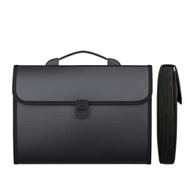 Imagem de Organizador de arquivos 2 pacotes - Pasta organizadora expansível, pastas sanfonadas expansíveis de plástico, suporte de documentos portátil tamanho A4 (preto/azul/) Pastas de arquivo com alça de 13