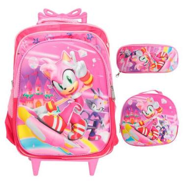 Imagem de Kit Mochila Infantil Feminina Rodinha Lancheira Térmica - Plike