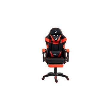 Imagem de Cadeira Gamer Rise Mode X06, Ângulo Ajustável, Apoio Para os Pés Retrátil, Preto e Vermelho - RM-CG-X06-BR