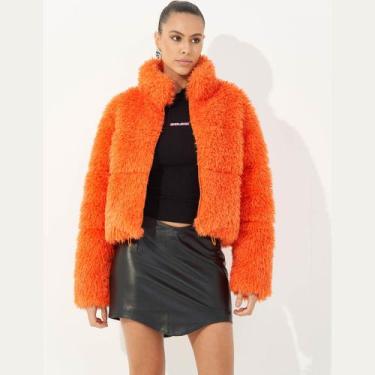 Imagem de Jaqueta Colcci Puffer Pelinho Saoki Feminina Laranja, Laranja, M