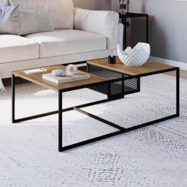 Imagem de Mesa de Centro Industrial Retrô com Nicho Madeira/Aço York Marrom - Ar