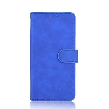 Imagem de GOGODOG Compatível com ASUS Zenfone 8 ZS590KS capa Flip Cover ultra slim sensação de pele Leather Bumper carteira magnética retro com função de suporte (azul)