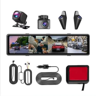 Imagem de XRC TECH 4 câmeras veiculares para carros, tela IPS de 12 polegadas, espelho retrovisor DVR, visão panorâmica de 360 graus, gravação de 1080p x 4, gravador GPS WiFi integrado com gravador de vídeo de