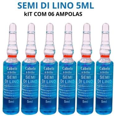 Imagem de Semi Di Lino 5ml Cabelo E Brilho Arovitel - Kit C/ 6 Ampolas