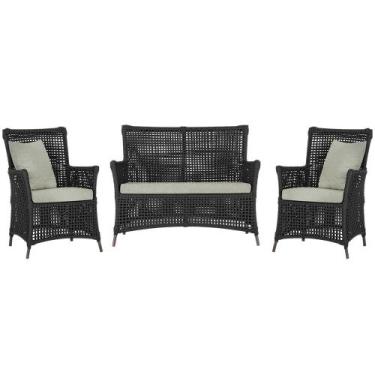 Imagem de Jogo Sofá e 2 Poltronas de Área Igapó Alumínio Pintura Marrom Corda Ná