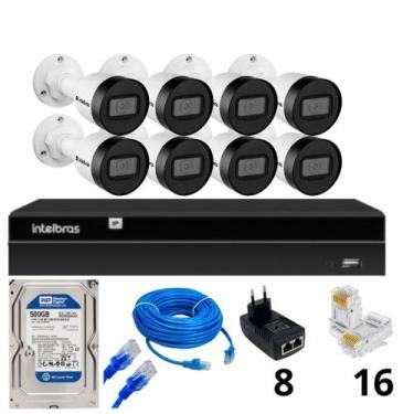 Imagem de Kit 8 câmeras FULL HD Vipc 1230B Intelbras NVD 1408 C/HD 500GB