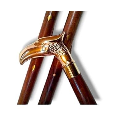 Imagem de Bengalas elegantes banhadas com cabeça de águia, bengalas de caminhada com haste de madeira, melhor presente para homens e mulheres, confortável, leve e seguro para andar |D M Vintage|.