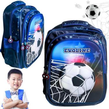 Imagem de Mochila Costas Menino Futebol Carros Alto Relevo Escolar Alça Reforçad