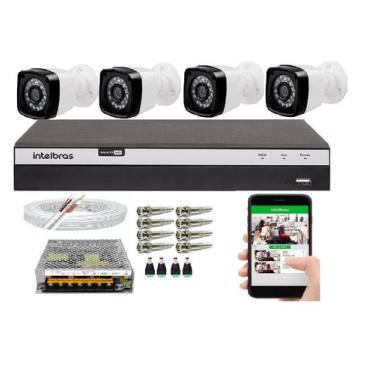 Imagem de Kit 4 Câmeras HD 720p + DVR Intelbras MHDX 3104 S/HD